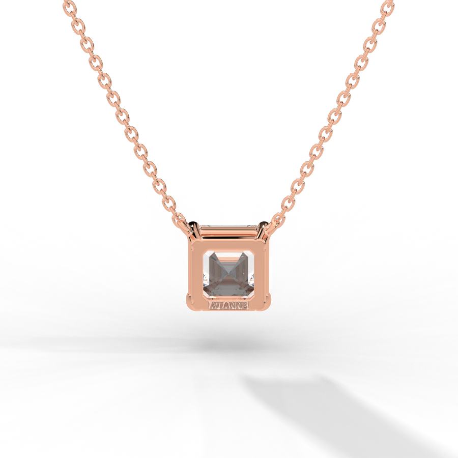 Asscher Cut Diamond Solitaire Pendant Necklace