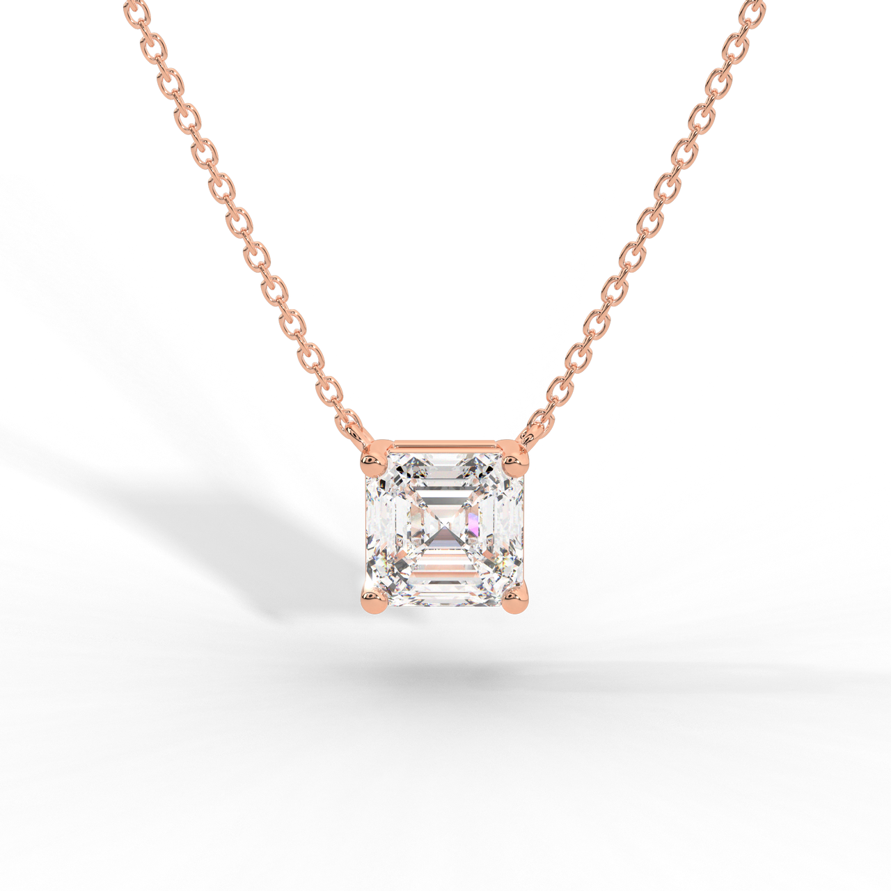 Asscher Cut Diamond Solitaire Pendant Necklace