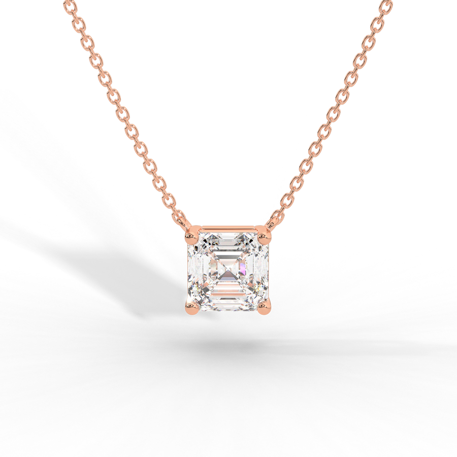 Asscher Cut Diamond Solitaire Pendant Necklace