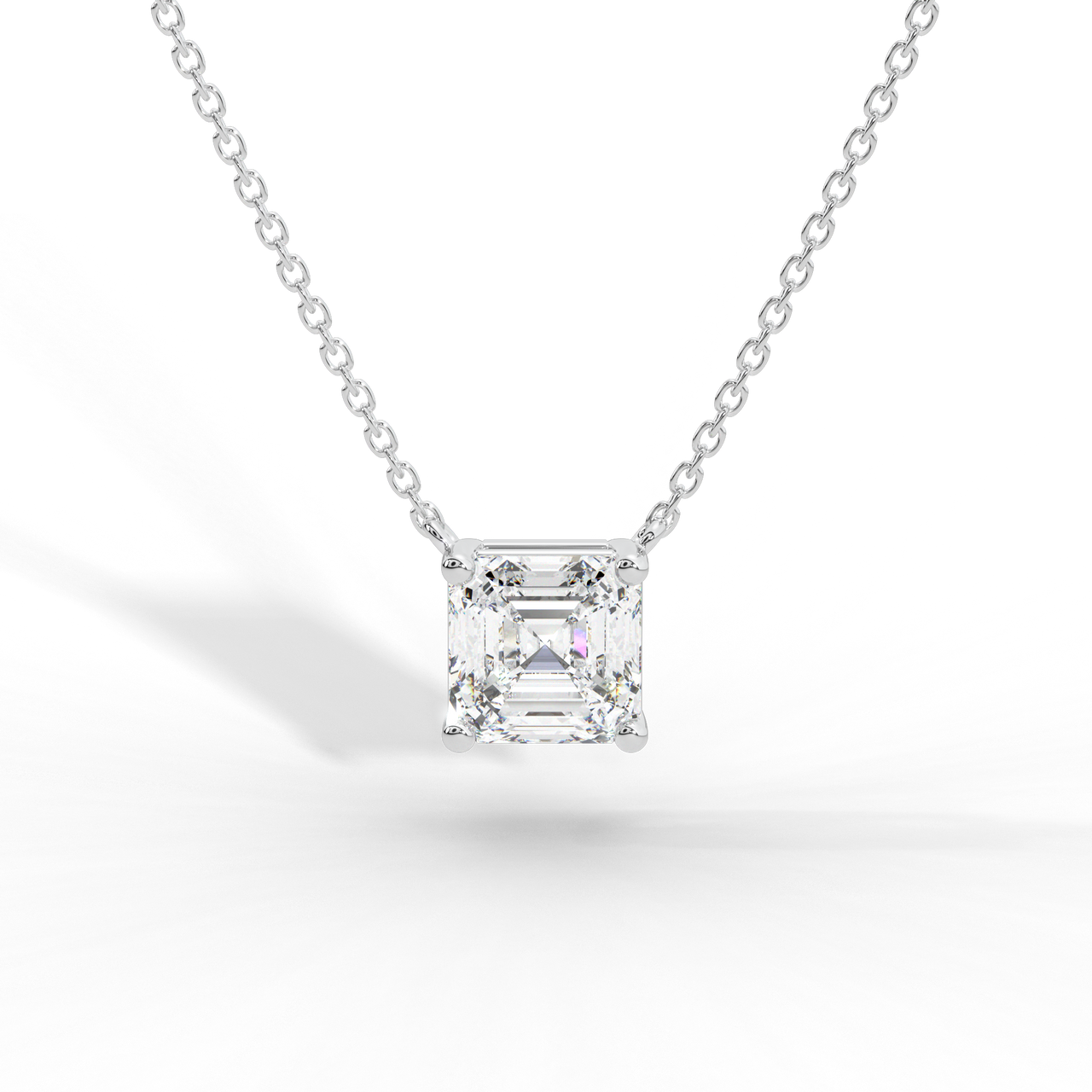 Asscher Cut Diamond Solitaire Pendant Necklace