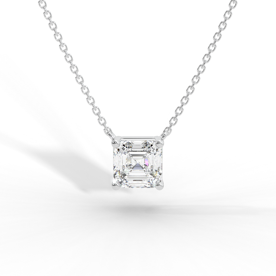 Asscher Cut Diamond Solitaire Pendant Necklace