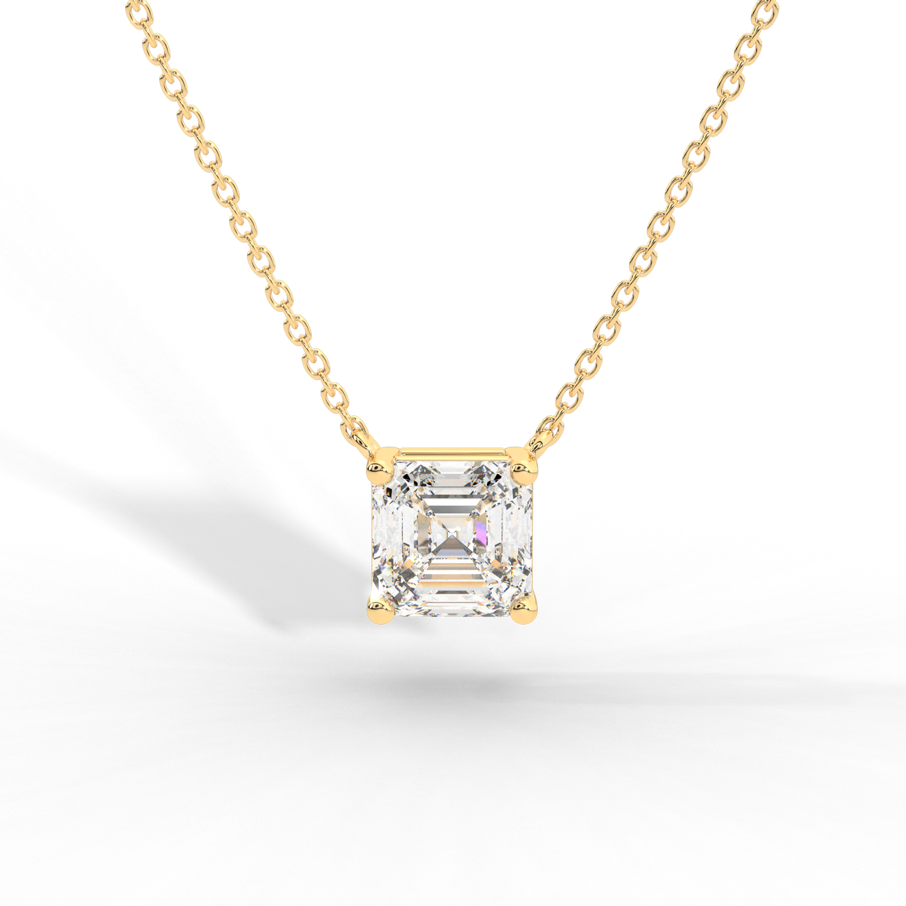 Asscher Cut Diamond Solitaire Pendant Necklace
