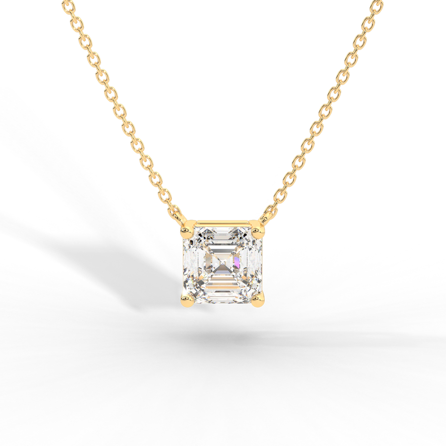 Asscher Cut Diamond Solitaire Pendant Necklace