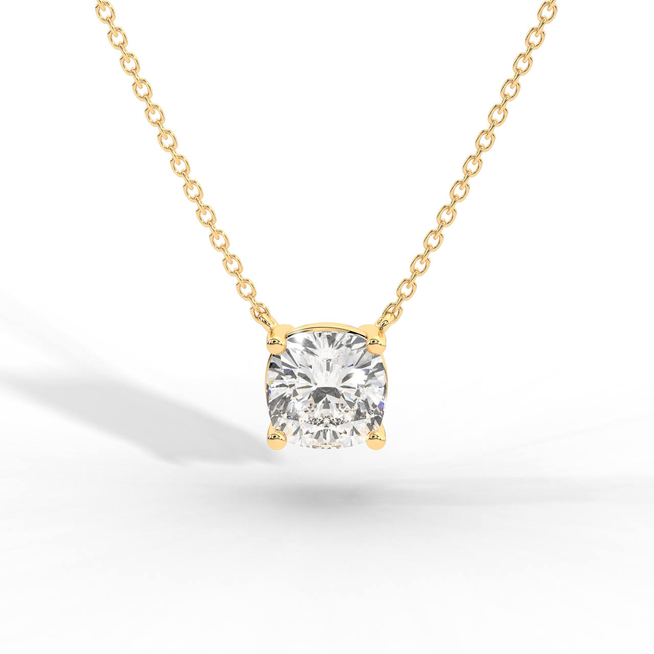 Cushion Cut Diamond Solitaire Pendant Necklace