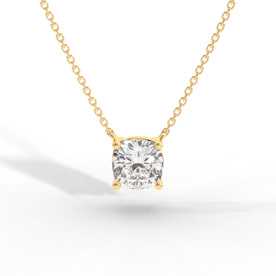 Cushion Cut Diamond Solitaire Pendant Necklace