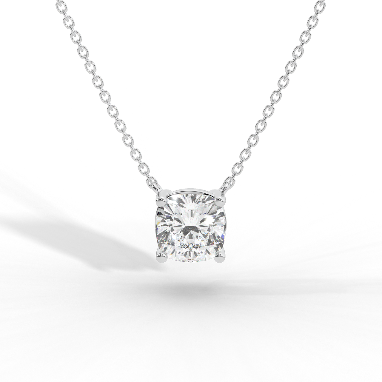 Cushion Cut Diamond Solitaire Pendant Necklace