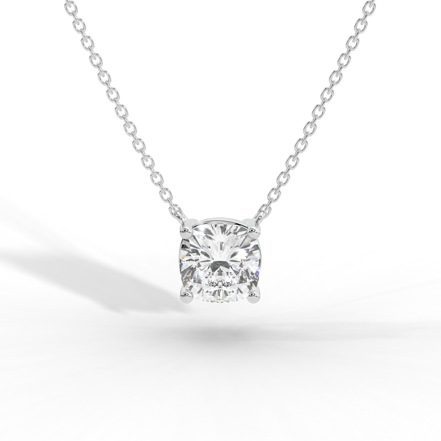 Cushion Cut Diamond Solitaire Pendant Necklace