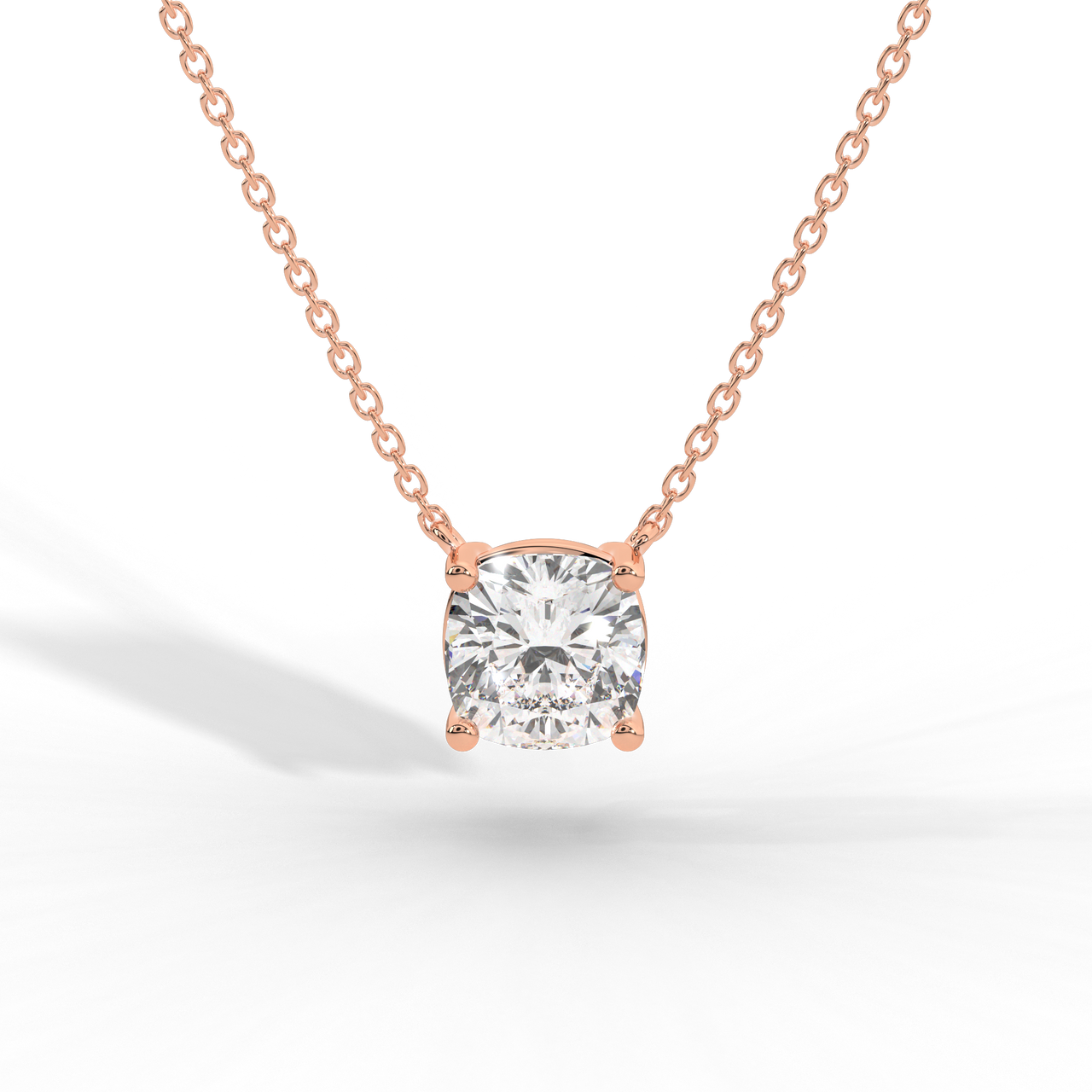 Cushion Cut Diamond Solitaire Pendant Necklace