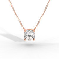 Thumbnail for Cushion Cut Diamond Solitaire Pendant Necklace