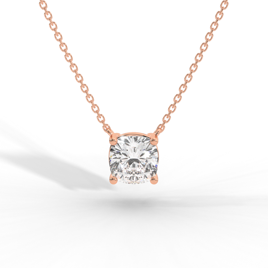 Cushion Cut Diamond Solitaire Pendant Necklace