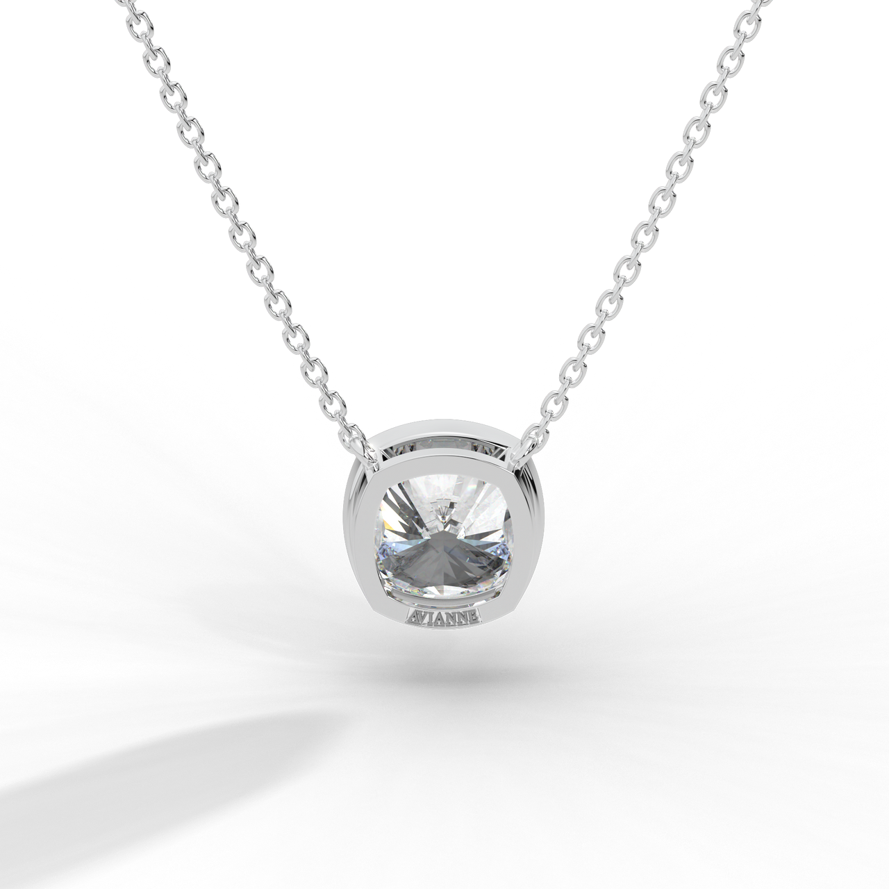 Cushion Cut Diamond Solitaire Pendant Necklace
