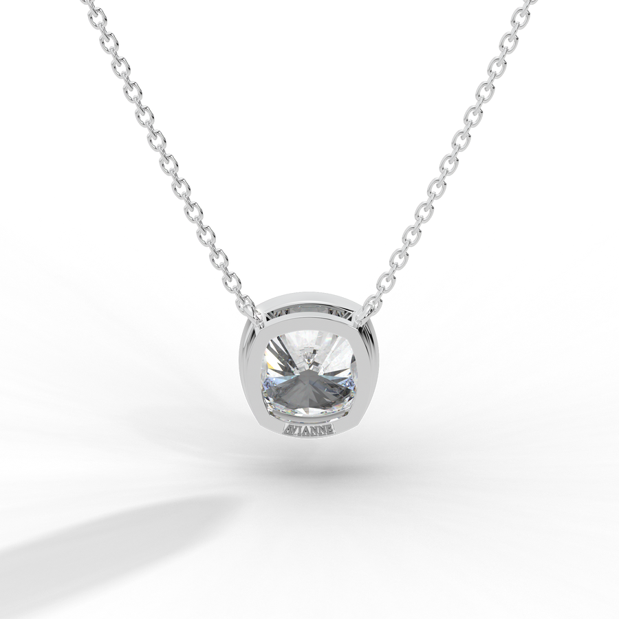 Cushion Cut Diamond Solitaire Pendant Necklace