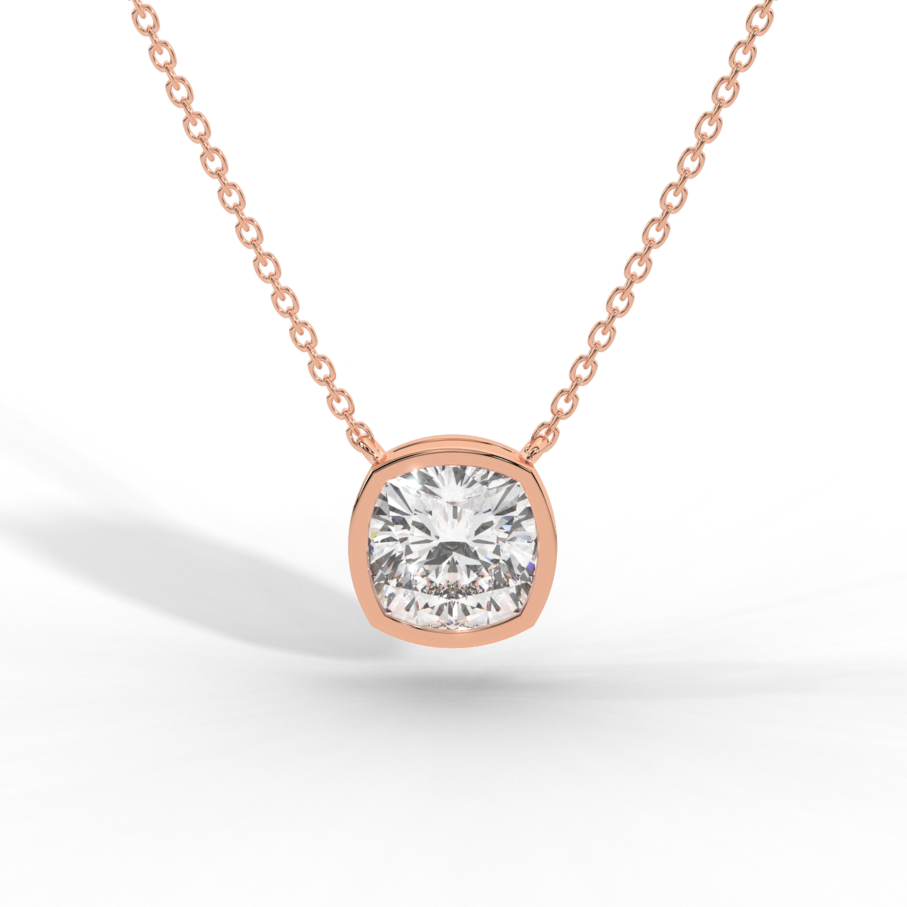 Cushion Cut Diamond Solitaire Pendant Necklace