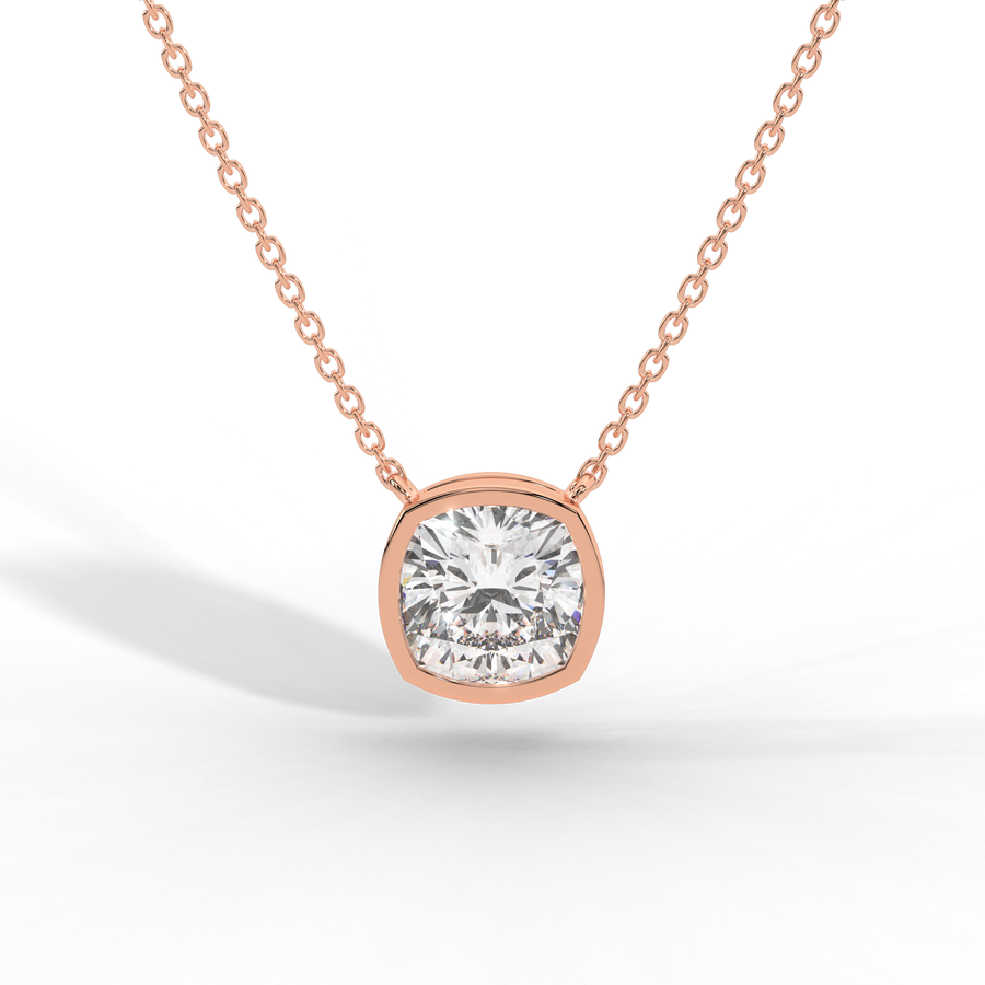 Cushion Cut Diamond Solitaire Pendant Necklace