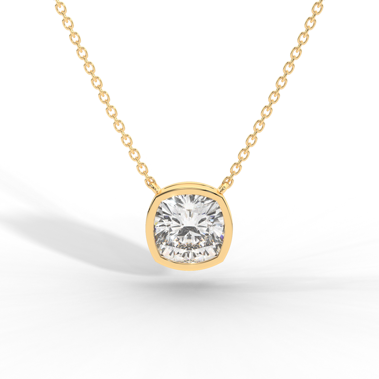 Cushion Cut Diamond Solitaire Pendant Necklace