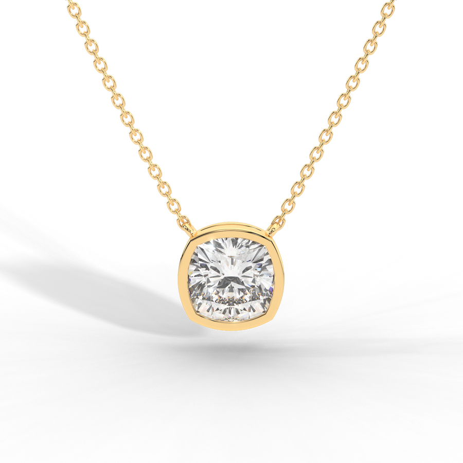 Cushion Cut Diamond Solitaire Pendant Necklace