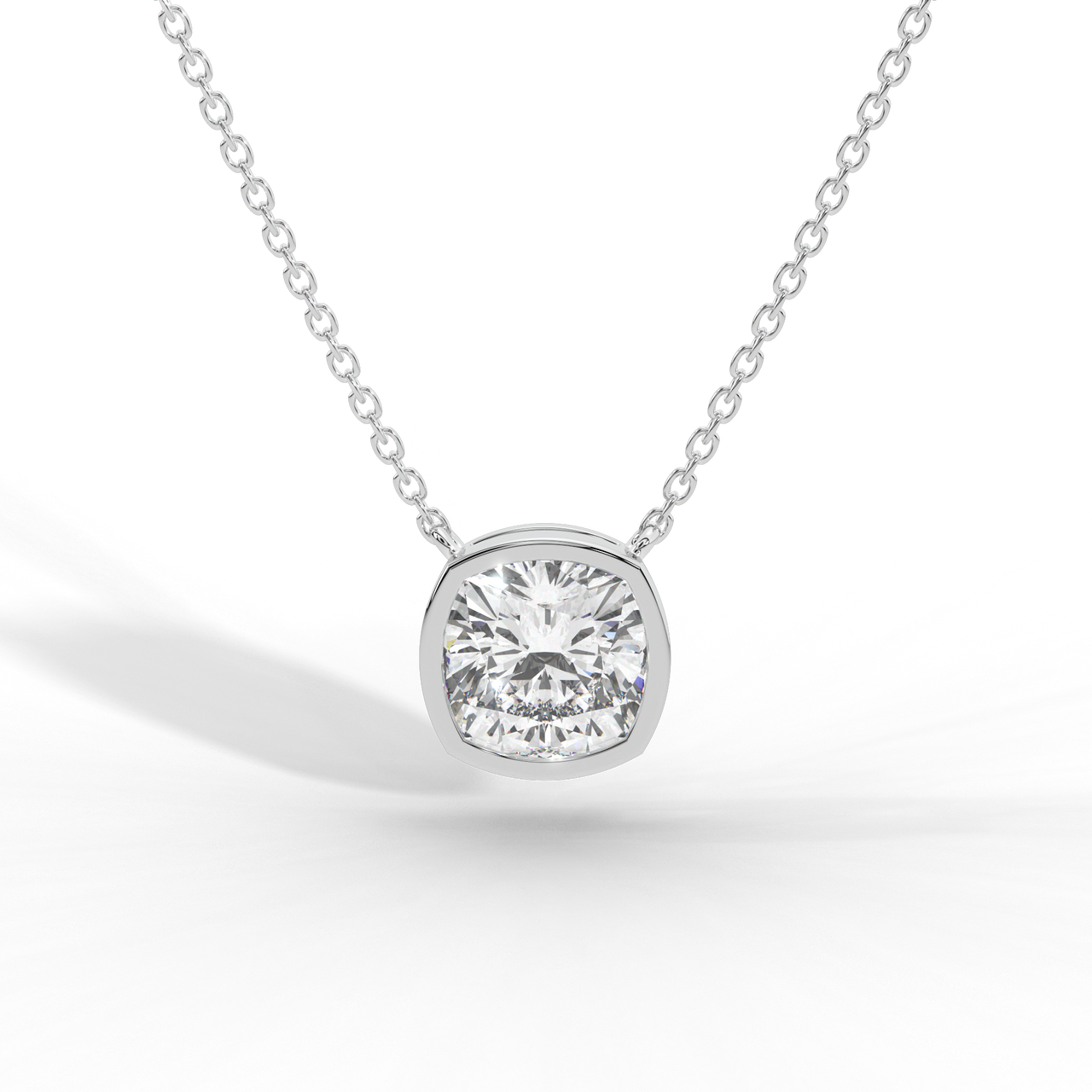 Cushion Cut Diamond Solitaire Pendant Necklace