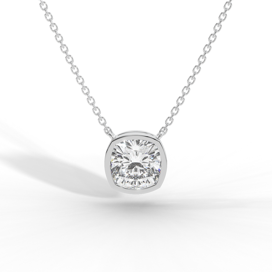 Cushion Cut Diamond Solitaire Pendant Necklace