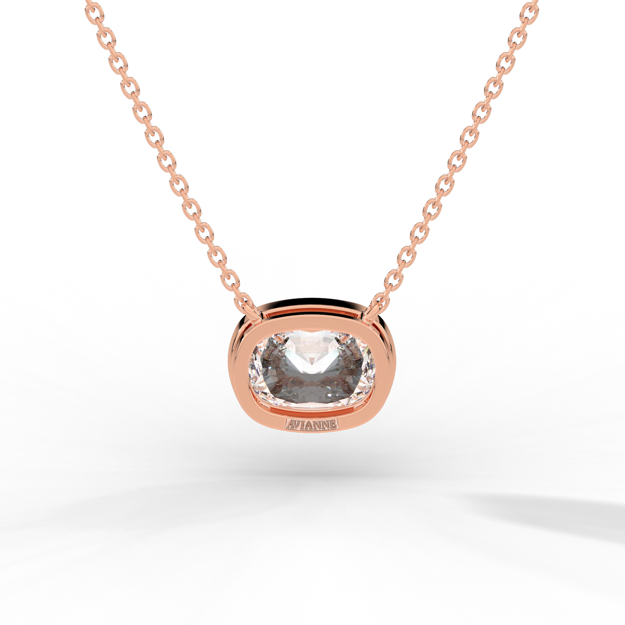 Elongated Cushion Cut Diamond Solitaire Pendant Necklace