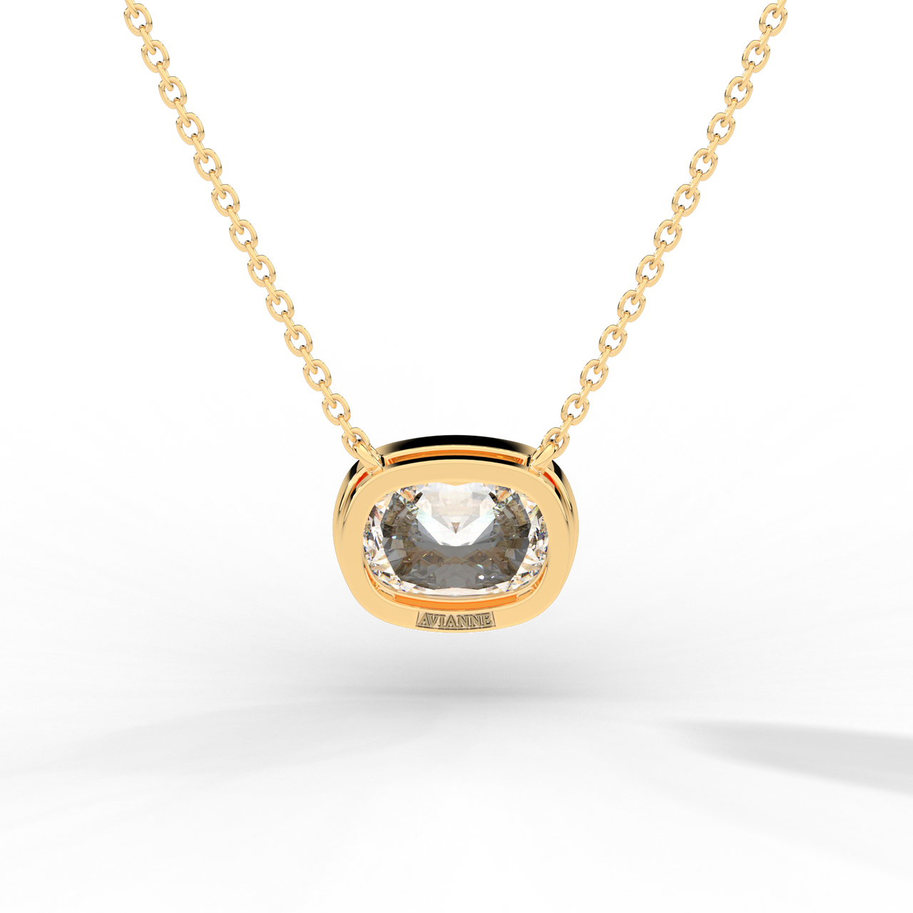 Elongated Cushion Cut Diamond Solitaire Pendant Necklace
