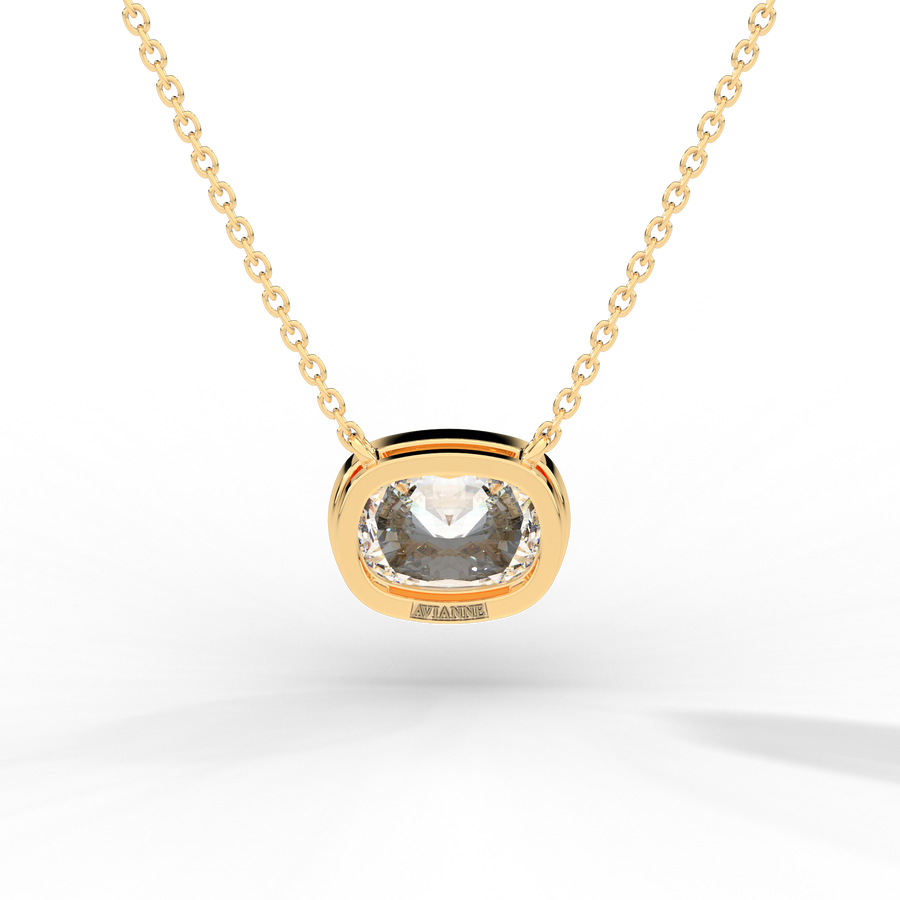 Elongated Cushion Cut Diamond Solitaire Pendant Necklace