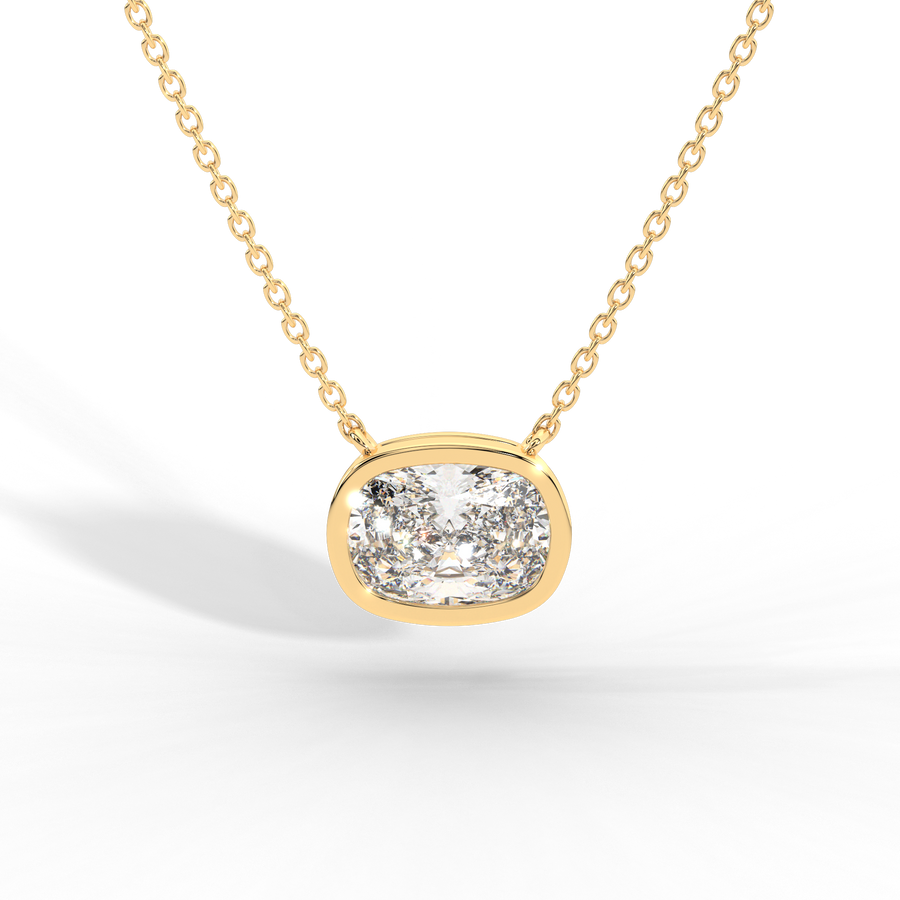 Elongated Cushion Cut Diamond Solitaire Pendant Necklace