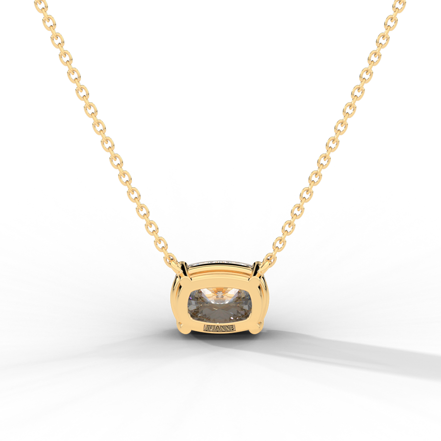 Elongated Cushion Cut Diamond Solitaire Pendant Necklace