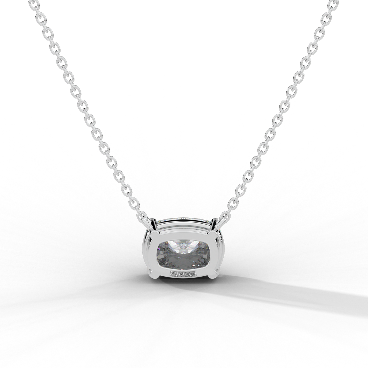 Elongated Cushion Cut Diamond Solitaire Pendant Necklace