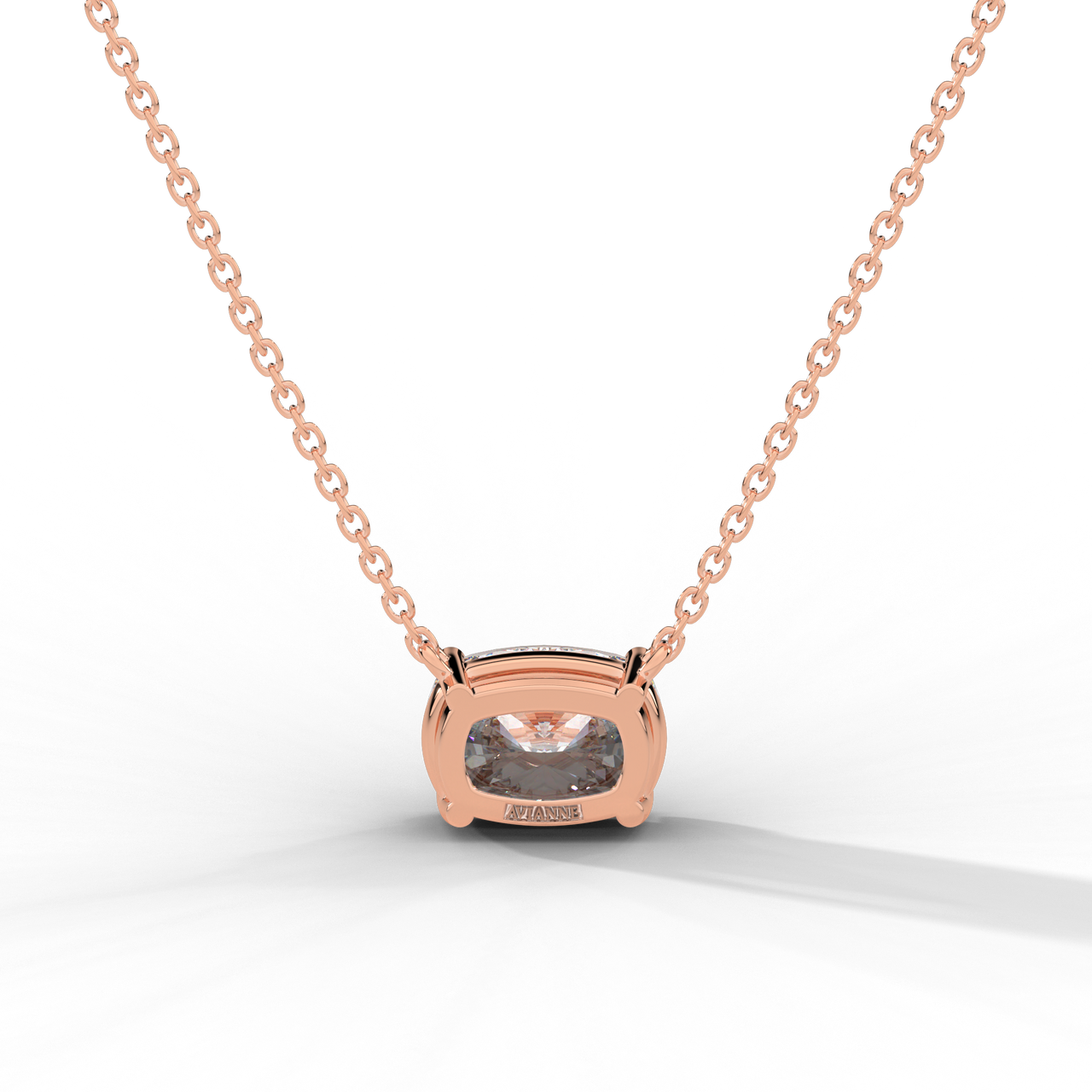 Elongated Cushion Cut Diamond Solitaire Pendant Necklace