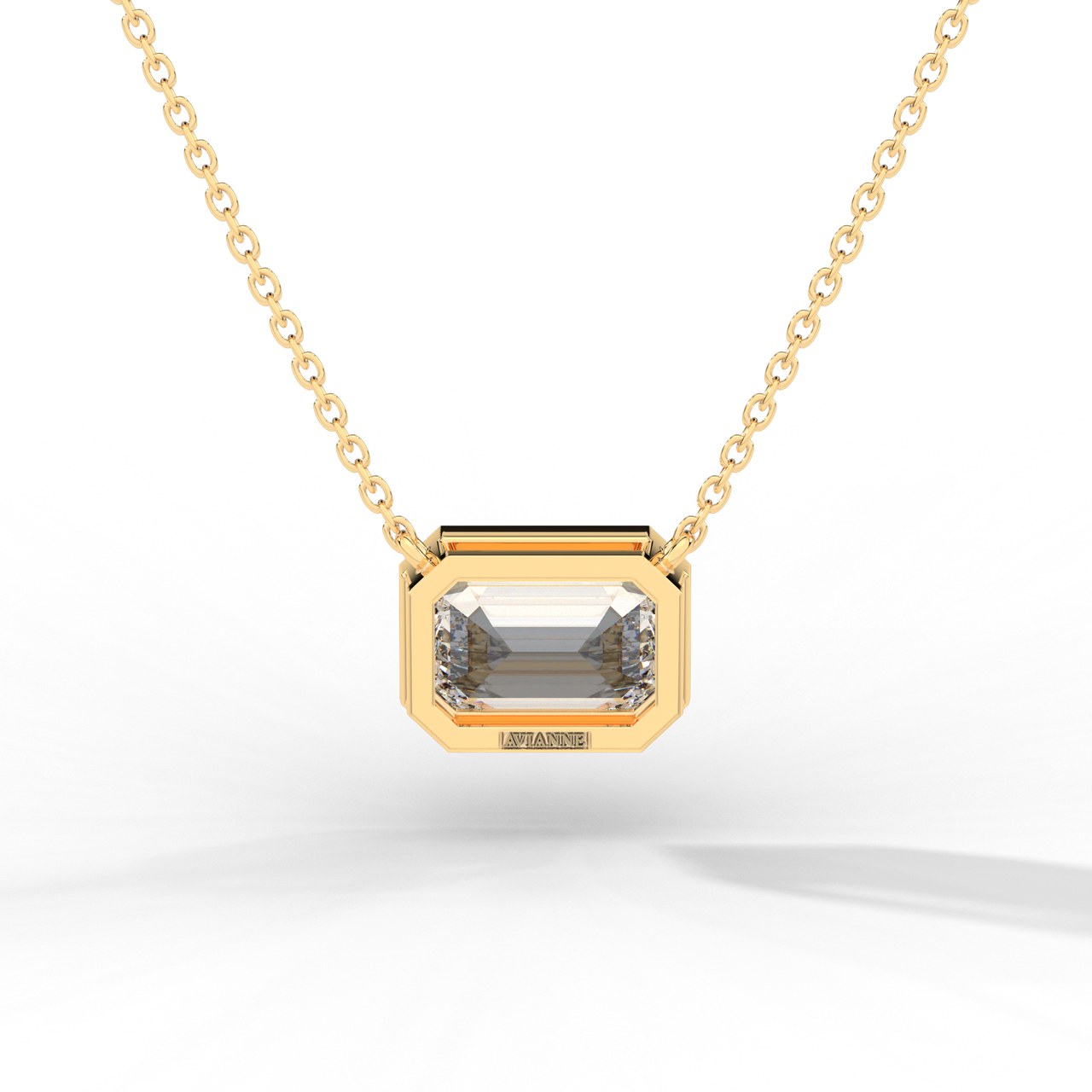 Emerald Cut Diamond Solitaire Pendant Necklace
