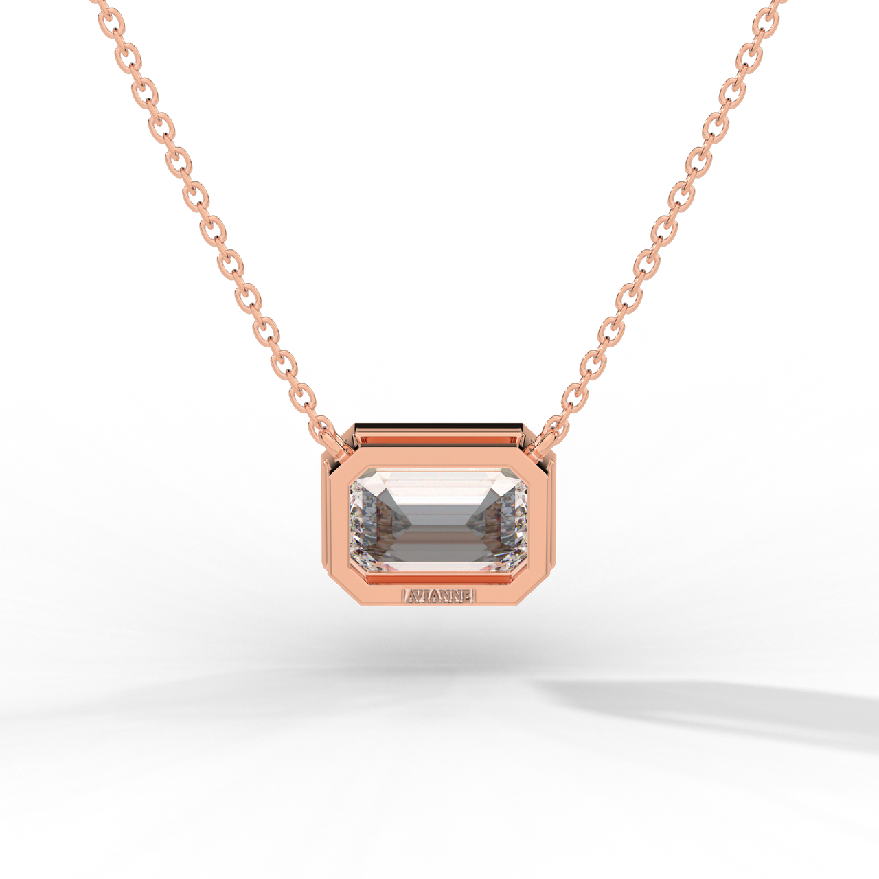 Emerald Cut Diamond Solitaire Pendant Necklace