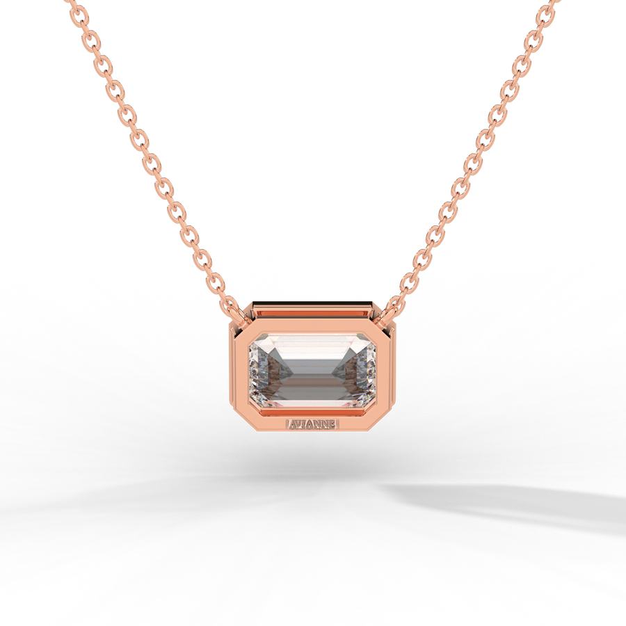 Emerald Cut Diamond Solitaire Pendant Necklace