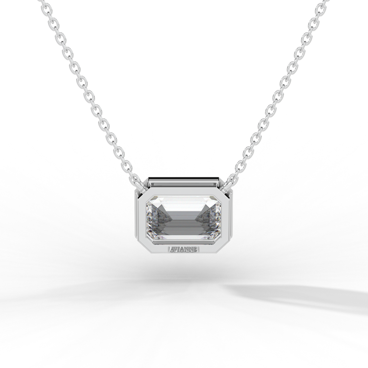 Emerald Cut Diamond Solitaire Pendant Necklace