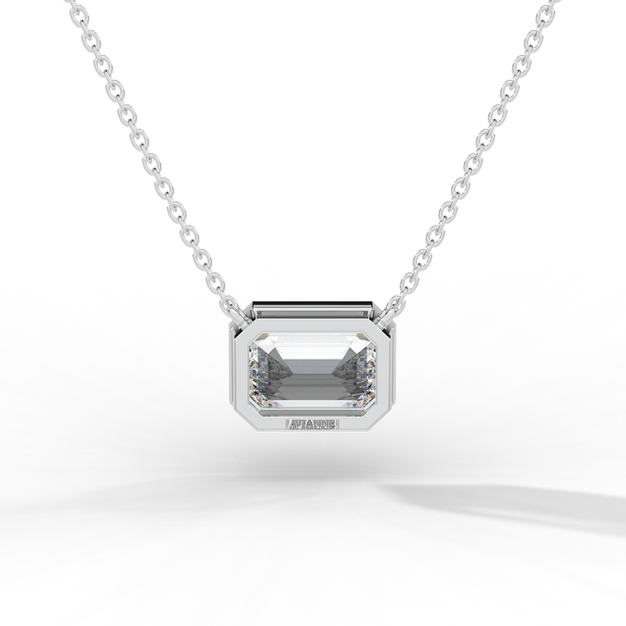 Emerald Cut Diamond Solitaire Pendant Necklace