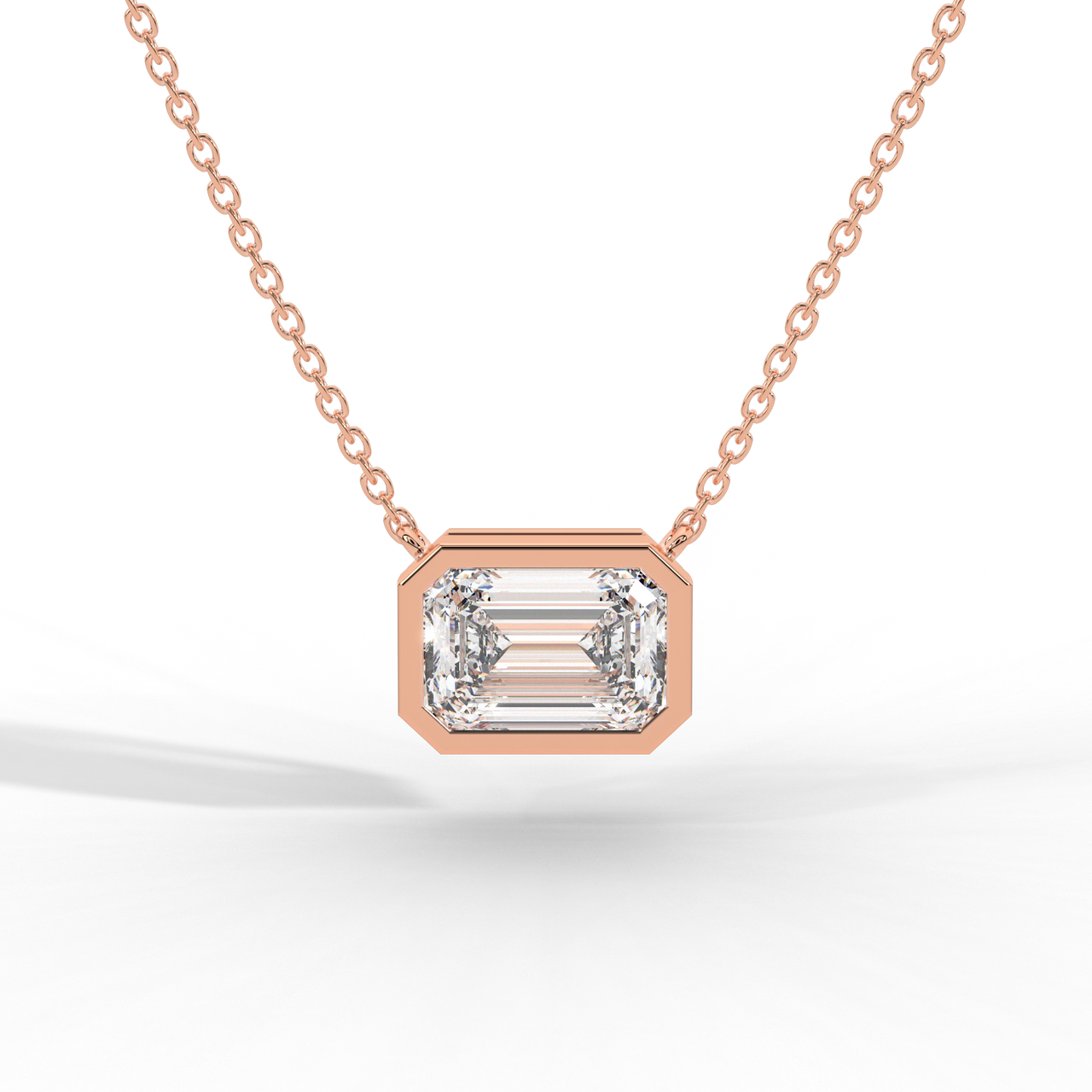 Emerald Cut Diamond Solitaire Pendant Necklace