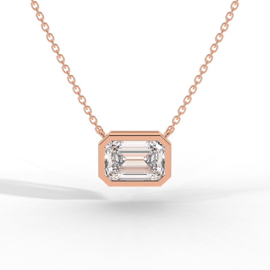 Emerald Cut Diamond Solitaire Pendant Necklace