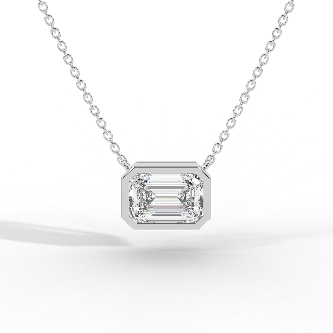 Emerald Cut Diamond Solitaire Pendant Necklace