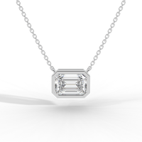 Thumbnail for Emerald Cut Diamond Solitaire Pendant Necklace