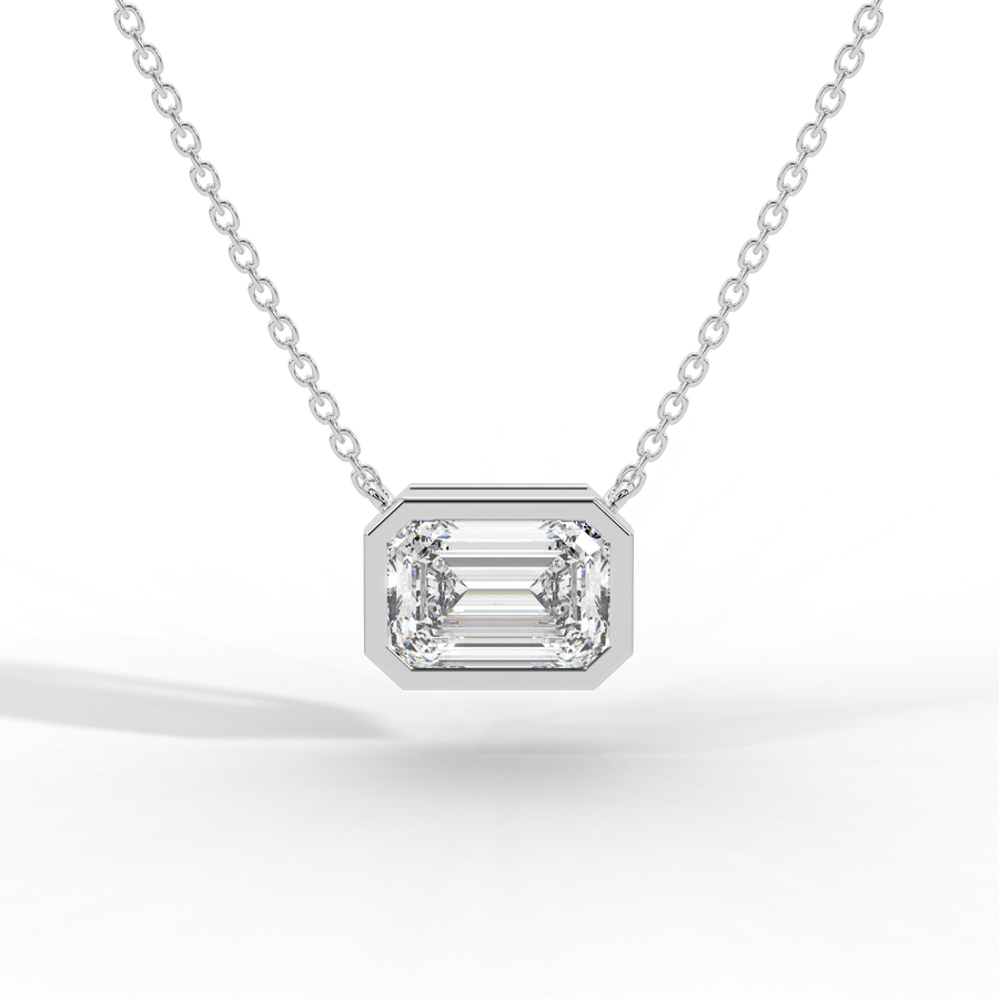 Emerald Cut Diamond Solitaire Pendant Necklace