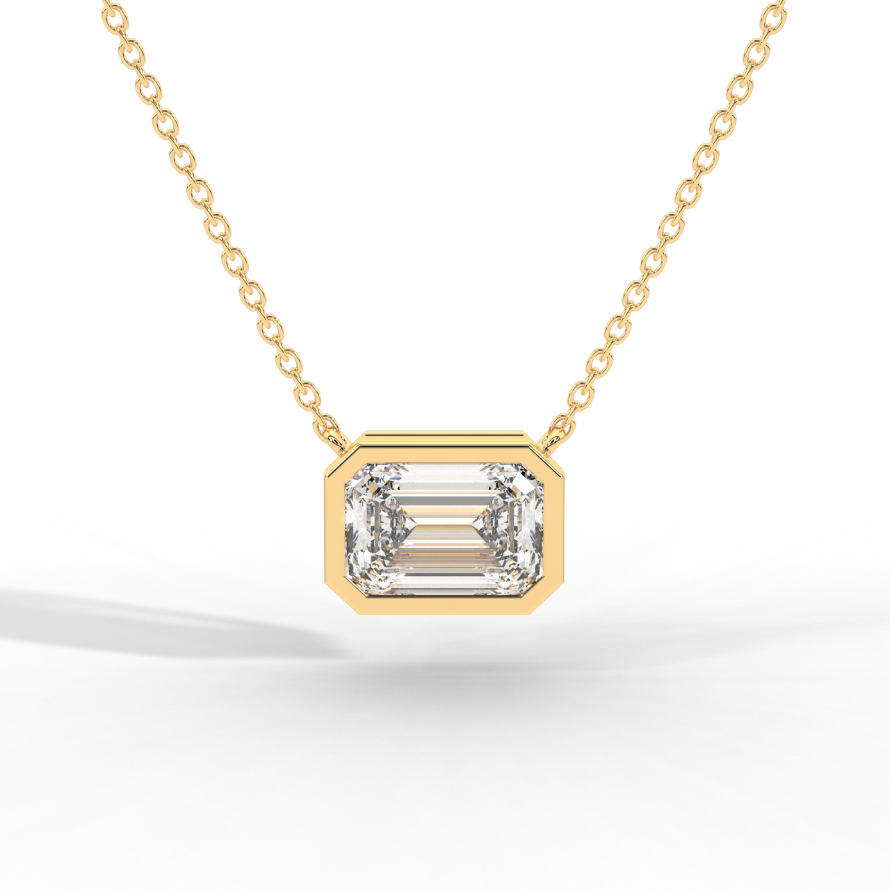 Emerald Cut Diamond Solitaire Pendant Necklace