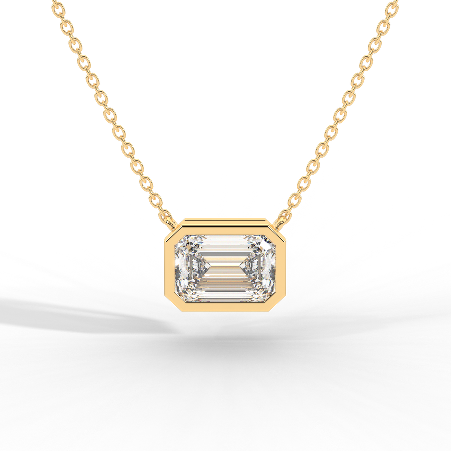 Emerald Cut Diamond Solitaire Pendant Necklace