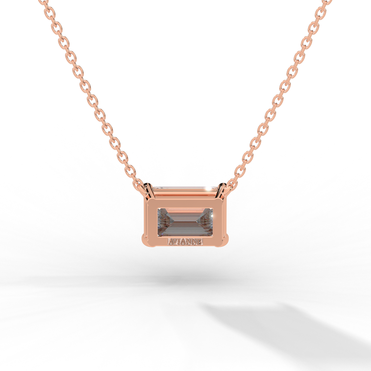 Emerald Cut Diamond Solitaire Pendant Necklace