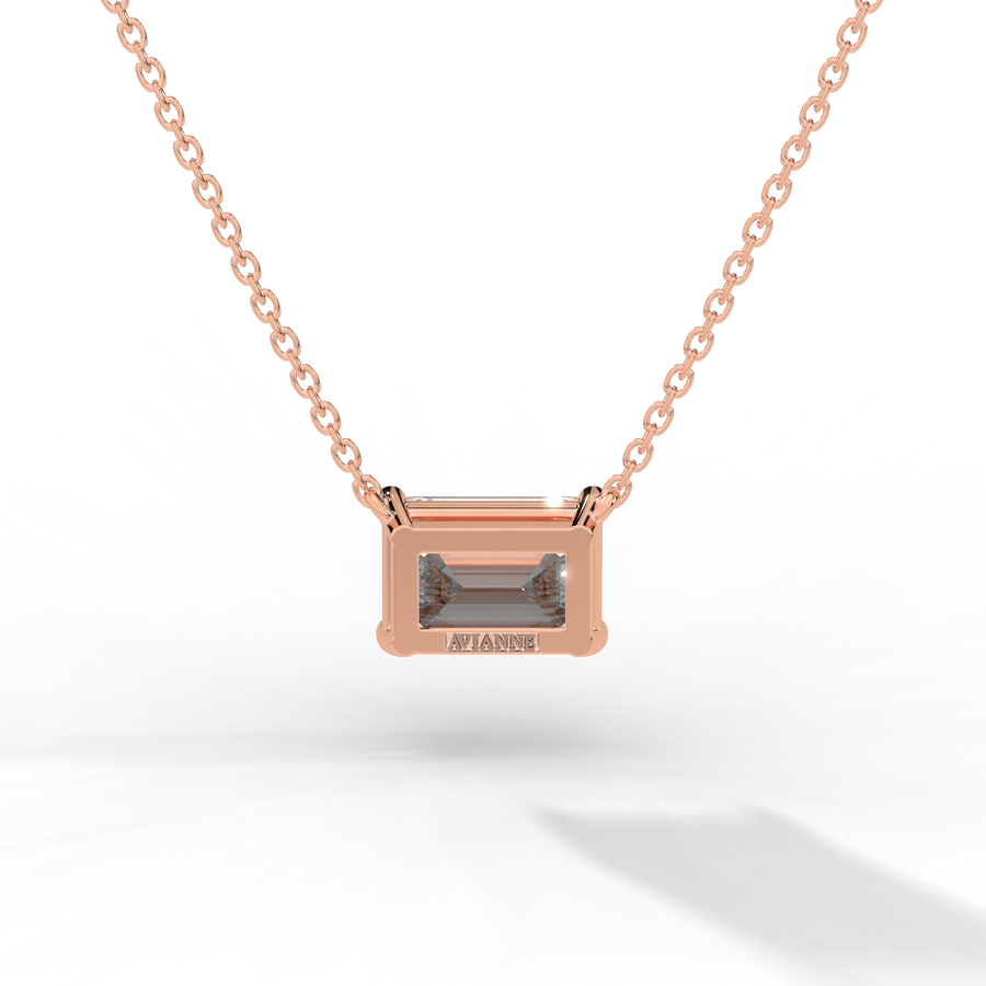 Emerald Cut Diamond Solitaire Pendant Necklace