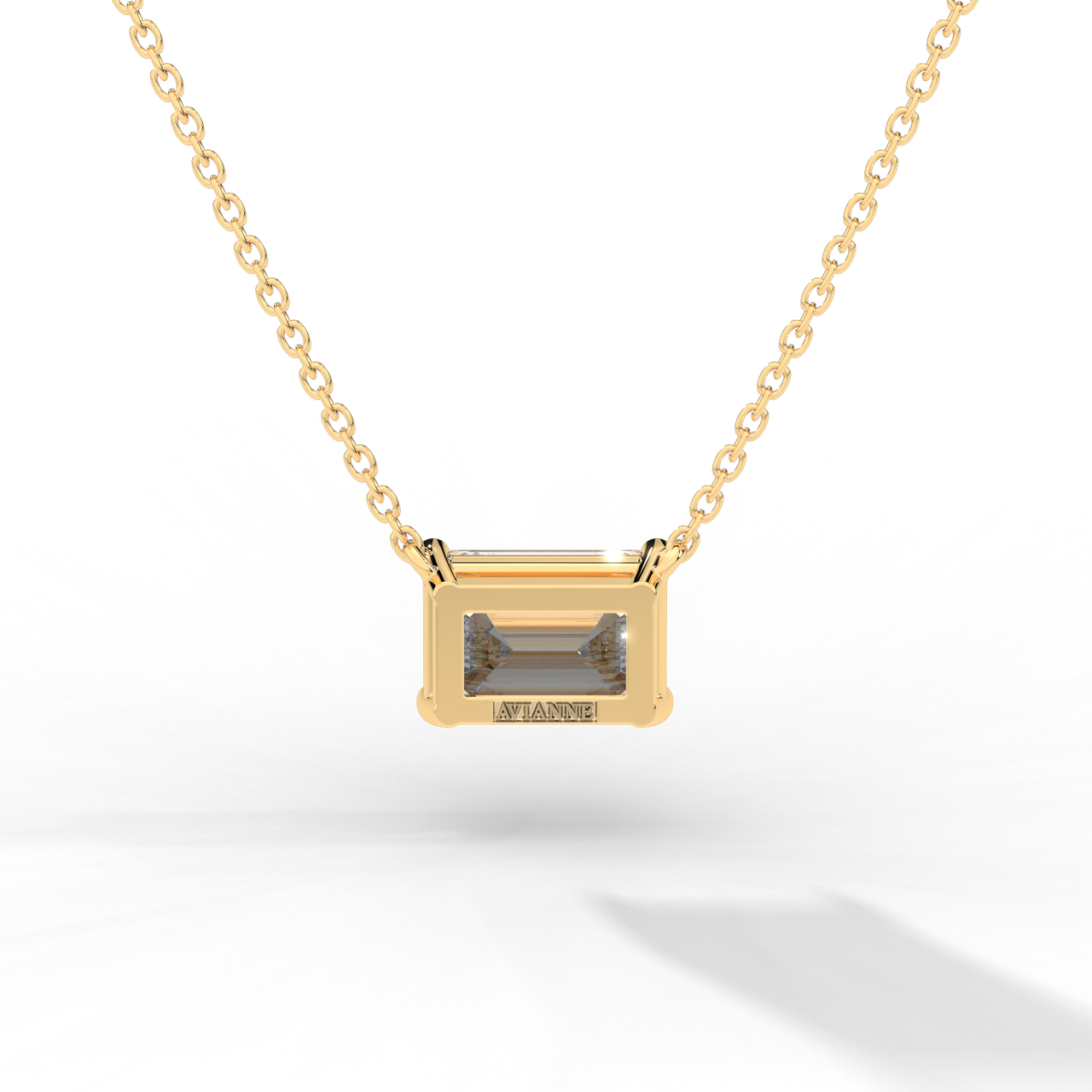Emerald Cut Diamond Solitaire Pendant Necklace
