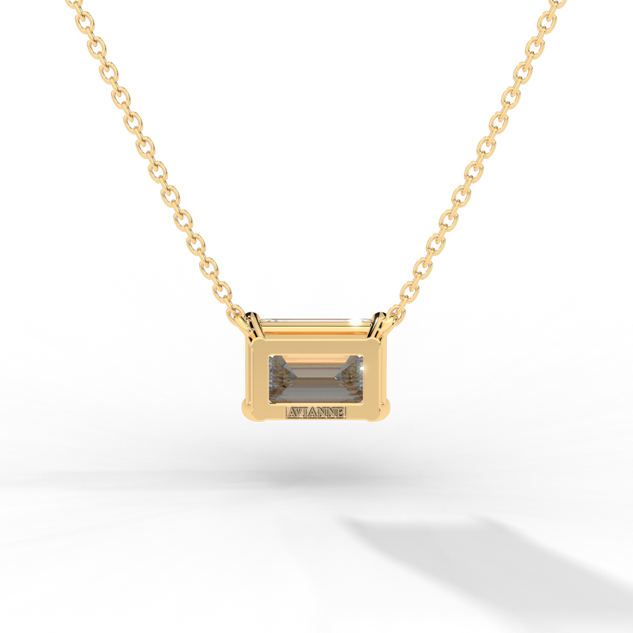 Emerald Cut Diamond Solitaire Pendant Necklace