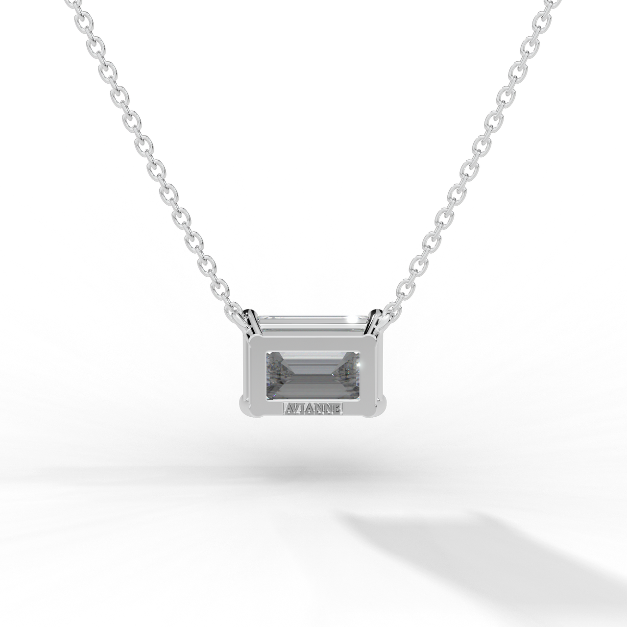 Emerald Cut Diamond Solitaire Pendant Necklace