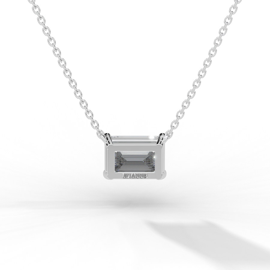 Emerald Cut Diamond Solitaire Pendant Necklace
