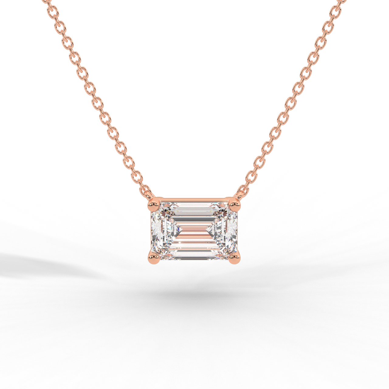 Emerald Cut Diamond Solitaire Pendant Necklace