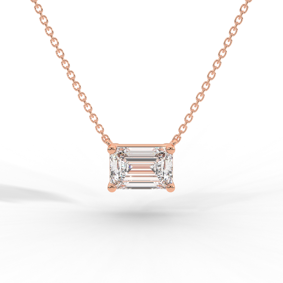 Emerald Cut Diamond Solitaire Pendant Necklace