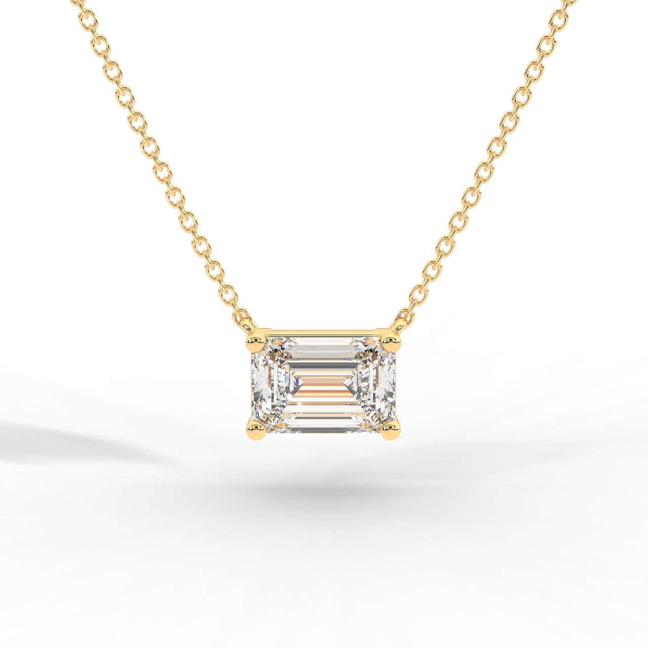 Emerald Cut Diamond Solitaire Pendant Necklace